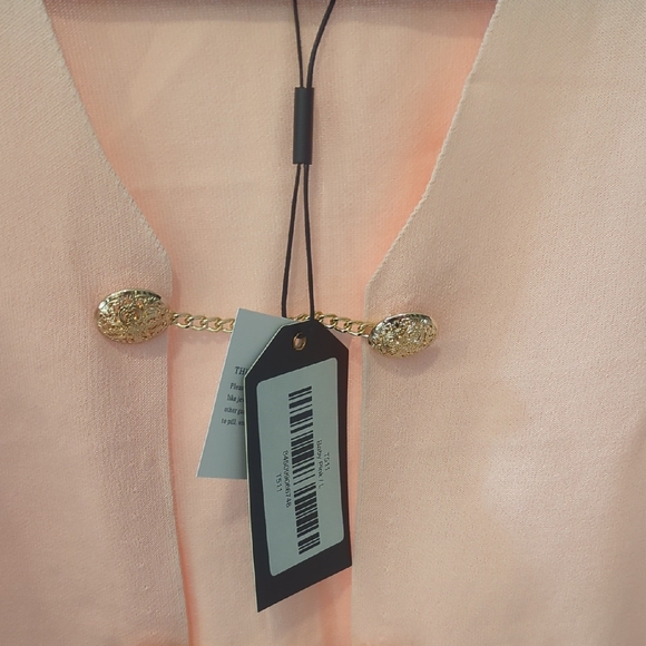 ALEEZA Paris Light Pink Cardigan with Gold Accents NWT Size Large - Picture 3 of 5